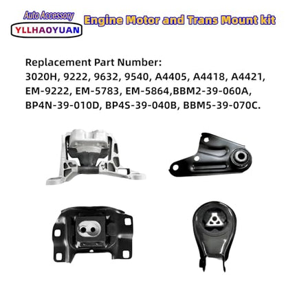 Yllhaoyuan Set of 4 Motor Mounts for Mazda 3 2.0L Automatic (2010-2013) - size: 2010-2013 Mazda 3 with 5 Speed 2.0L