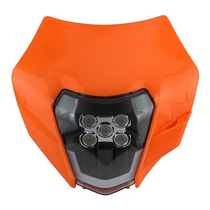 Dirt Bike LED Headlight,Universal Motorcycle Head Lamp Kit Compatible With Motocross Pit Bike Enduro ATV Supermoto 150 250 350 450 500 SX XCW EXC SXF XC SMC R 690(Orange) - color: 16-5LED Orange