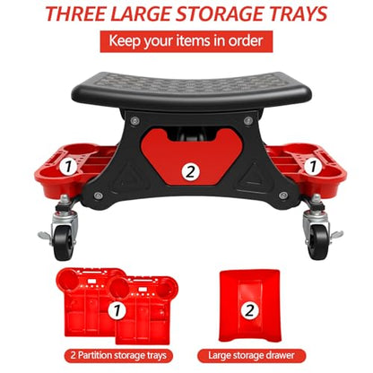 Mechanic Stool, Garage Stool, 300 LBS Capacity Heavy Duty