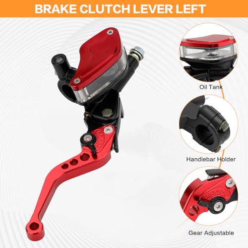 Universal Motorcycle 7/8" 22mm Clutch Master Cylinder Brake Lever - color: Red