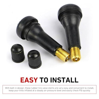 5 PCS TR412 Tire Tubeless Valve Stems, Short Black Rubber Snap-In Tire Valve Stem, Standard 0.453 Inch Rim Holes Replacement for Car, Truck, SUV, Trailer - size: 5 PCS #TR412