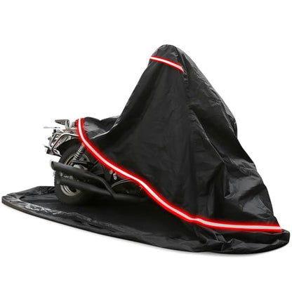 Full Enclosed Motorcycle Cover - Waterproof for Outdoor & Indoor Storage,600D Heavy Duty with Reflective Strips,Fits Scooters & Touring Motorcycles up to Length 96.5" x 45" x 53"Black - size: 96.5"Lx 45"Wx 53"H