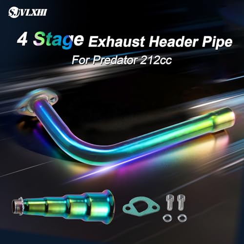 4 Stage Exhaust Header Pipe,For Predator 212cc 196cc Engine Colorful - color: Colorful, size: Exhaust tip 2