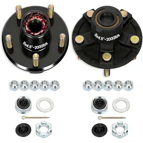 Redants 2 Pack 2000 lbs Trailer Hub Kit 5 on 4.5", 1-1/16" Straight Spindle ONLY, Pre-Greased Assembly with L44649 Bearings for Boat/Utility Trailer - style: 5*4.5" Trailer Hub Kit for 2000 lbs Axle
