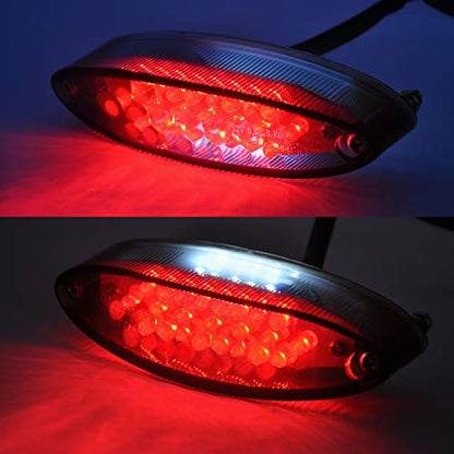 12V 28 LED Motorcycle Brake Stop Running Tail Light License Plate Lights Compatible with Cruiser Bike Motorcycle ATV Banshee Warrior YFZ WR XT - color: Red Len#1