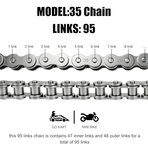 35 Roller Chain 3 Feet 95 Links for Most Go Kart Cart Mini Bike - color: Black