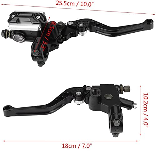 PACEWALKER Universal Motorcycle 7/8" 22mm Handlebar Brake Master Cylinder Clutch Lever CNC Left & Right Set for Honda Kawasaki Suzuki Yamaha - color: Black