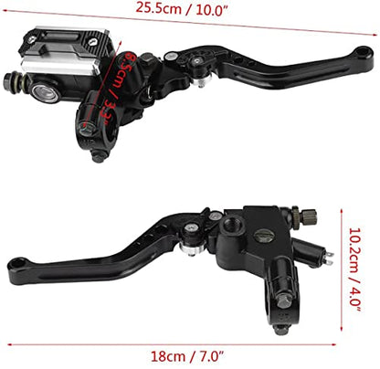 PACEWALKER Universal Motorcycle 7/8" 22mm Handlebar Brake Master Cylinder Clutch Lever CNC Left & Right Set for Honda Kawasaki Suzuki Yamaha - color: Black