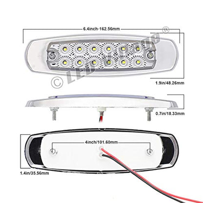 20x 12V DC Rectangle 6.4 Inch Clear Lens Red Super Bright LED 12 SMD Clearance Lamp Flush Mount Side Maker Lights Chrome Bezel Trailer RV Truck Universal (20 pcs) - color: Clear/Red Pack of 20