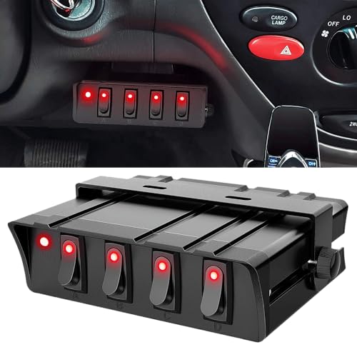 Nilight 6 Gang Rocker Switch Box SPST On Off Toggle 12V-24V Button - color: 4 Gang Switch Box