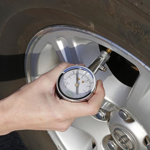 Slime 20049 Tire Pressure Gauge, Large Face Dial Analogue Gauge, 5-60 PSI