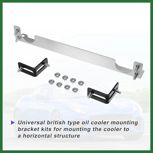 Motoforti Universal Oil Cooler Mounting Bracket Kit 330mm Aluminum Alloy Engine Oil Cooler Radiator Adapter Kit Oil Cooler Bracket Kit Silver Tone Long-lasting