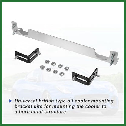 Motoforti Universal Oil Cooler Mounting Bracket Kit 330mm Aluminum Alloy Engine Oil Cooler Radiator Adapter Kit Oil Cooler Bracket Kit Silver Tone Long-lasting