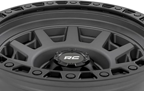 Rough Country 85 Series 17x9 Wheel - 8x170mm, 12mm Offset, Gunmetal Gray with Black Simulated Beadlock, One-Piece Aluminum Off-Road Wheel
