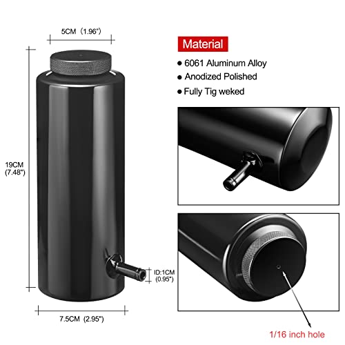 BDFHYK Coolant Overflow Tank, Radiator Reservoir Tank, Aluminum Reservoir Expansion Tank Universal 800ml, Hose Oil Catch Can, Black - color: black, size: 800 Milliliters