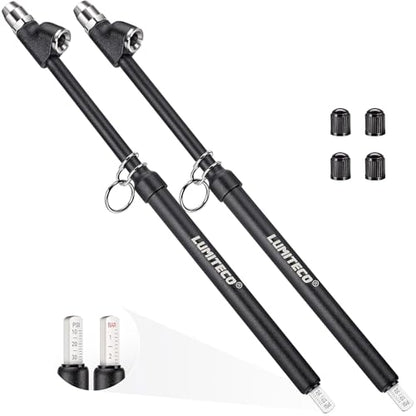 LUMITECO 2-Pack Dual Head Tire Pressure Gauge, Heavy Duty Truck Tire Air Gauge Range 10-150PSI 1-10Bar, Straight-On Pencil Air Pressure Gauge Extended Tube for Semi Truck, Car Tire Pressure Checker - size: 2 Pack Matte Black