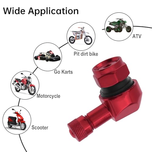 90° Tire Valve Stems 11.3mm Aluminum Forged for Scooter E-Bike ATV - color: Red