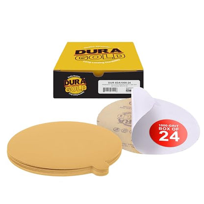 Dura-Gold Premium 6" Gold PSA Sanding Discs - 1000 Grit, Box of 24 - Self - size: 1000-Grit