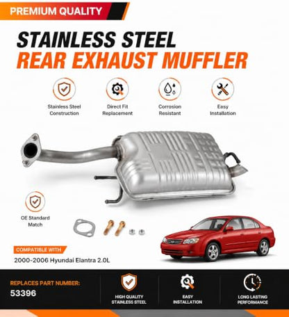 53396 Rear Exhaust Muffler for 01-06 Hyundai Elantra 2.0L (High Grade) HE01 - size: HE01