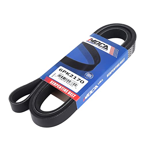 MOCA 6PK2170 Serpentine Belt Compatible with 10-11 for Chevrolet Camaro 6.2L & 02-05 for Ford Explorer 4.0L & 16-17 for GMC Canyon 2.8L & 06-11 for Mazda MX-5 Miata 2.0L - size: 6PK2170