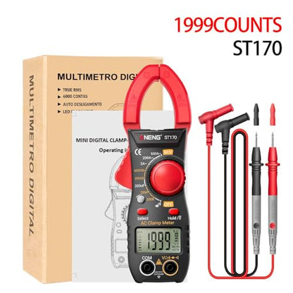 NCV Digital Clamp Meter Multimeter 2000 Counts Amp Voltage Tester Auto-ranging with AC/DC Voltage, AC Current, Resistance, Capacitance, Continuity, Live Wire Test, Red