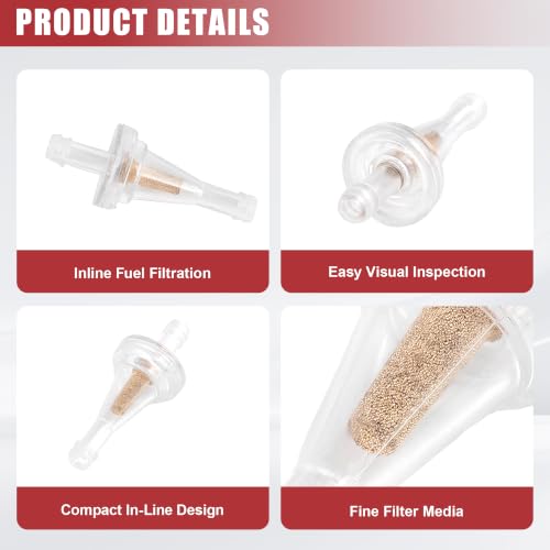YAMAKATO 2PCS 3/16 Inline Copper Scooter Clear Fuel Filters - size: 2 filters + no fuel line + 2 clamps