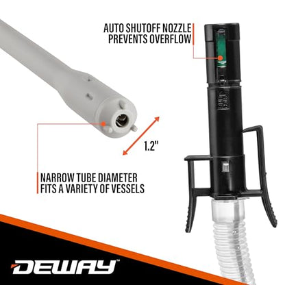 Deway Stick Fuel Transfer Pump, Auto-Stop Nozzle, 15in, D-Battery, 2.4 GPM - style: Auto-Stop