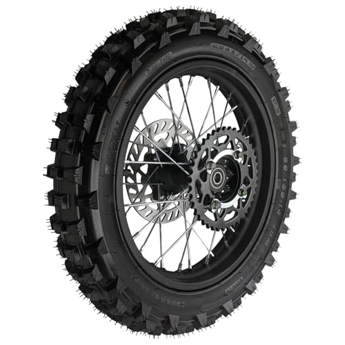 14" Rear Wheel Rim Tire Assembly For Dirt Pit Bike Trail 90/100-14 Rear Wheel Rim Tire Fits 125/140/150/160cc Pit Dirt Bike KLX65 Apollo Kayo TT 125 140 Includes Brake Rotor and Sprocket (14 inch) - size: 14 inch