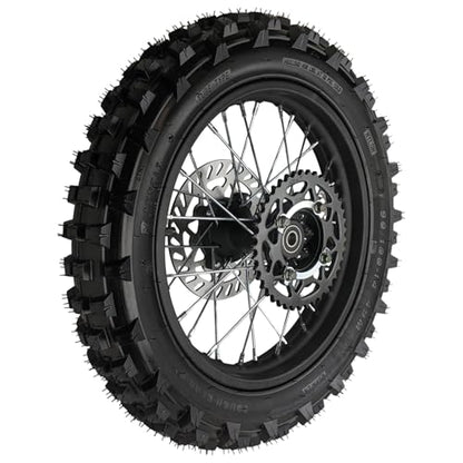 14" Rear Wheel Rim Tire Assembly For Dirt Pit Bike Trail 90/100-14 Rear Wheel Rim Tire Fits 125/140/150/160cc Pit Dirt Bike KLX65 Apollo Kayo TT 125 140 Includes Brake Rotor and Sprocket (14 inch) - size: 14 inch