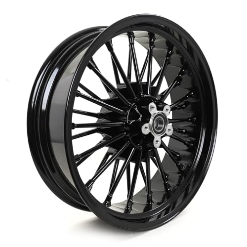 TOFR 21x3.5 18x5.5 Fat Spoke Wheels Black For Harley Softail Choppers 06-20 - color: Gloss Black, size: Front：21x3.5 Rear：18x5.5