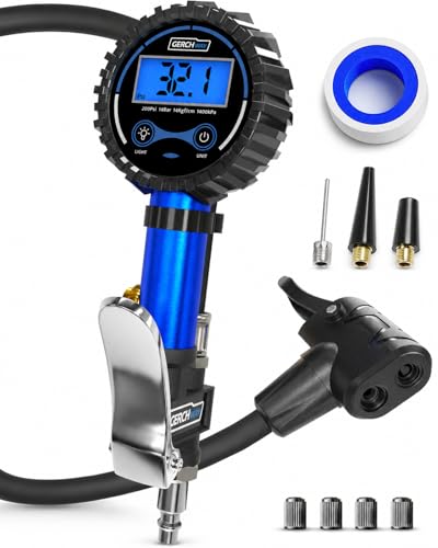 Presta Valve Air Chuck – Digital Bike Tire Inflator with Pressure Gauge – Schrader to Presta Valve Adapter for Air Compressor