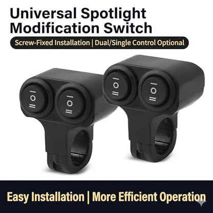 Universal Motorcycle Handlebar Light Switch, 12V/24V Headlight and Spotlight Dual Control Button, Triple Line Switch for ATV, Scooter, Off-Road Bike (1 Pack)