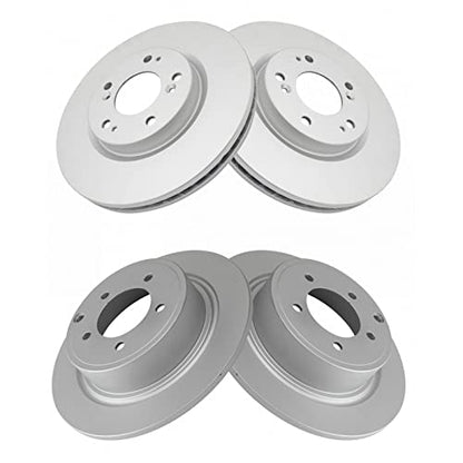 TRQ Front & Rear Brake Coated Rotor Kit Set - style: BRA15433