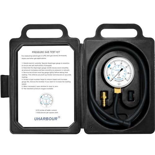 UHARBOUR LP Gas Manometer Pressure Tester 0-35" W.C, 1/8" NPT - size: 0-35" W.C Manometer gas pressure tester