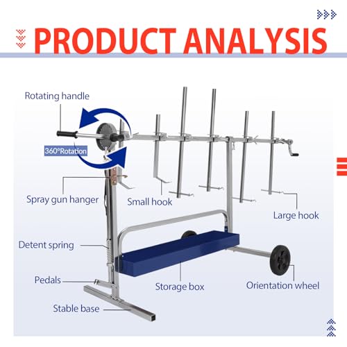 Rotating Paint Stand Universal W/Tool Tray&360° Rotation Adjustable - color: Blue