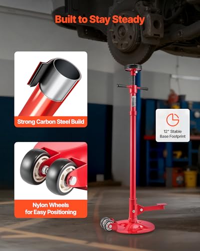VEVOR Underhoist Support Stand, 3/4 Ton (1653 lbs) Capacity Under Hoist Jack Stand with Two Wheels, Lifting from 51.97" to 80", Bearing Mounted Spin Handle, Foot Pedal, Support Vehicle Components