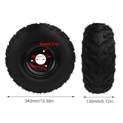 14X5.00-6 6" ATV Tires,All Terrain Tires with Alloy Rim 3 Holes,6PR Rubber Puncture ATV & Go Karts Knobby Tires for Go Kart Off Road Vehicle Cart