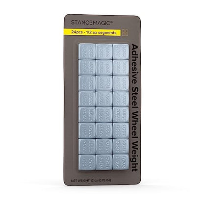 StanceMagic 0.5oz 1/2oz Gray Adhesive Stick On Wheel Weights, 24 Pieces - color: Gray, size: 0.75 lbs (12oz)