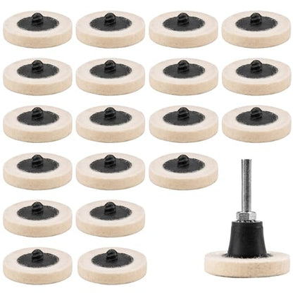 20Pcs 2" Quick Change Wool Polishing Pads Kit for 1/4 Die Grinder - style: 20x Fine Wool, 1x 1/4" Holder