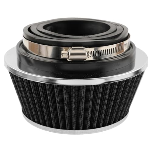AUTOKAY Universal Clamp-On Air Filter Round Reverse Tapered Washable Filter 3 in/3.5 in/4 in Flange ID, 2.625 in (67 mm) Height, 6 in (152 mm) Base, 4.75 in Top, SPE-8161, Black