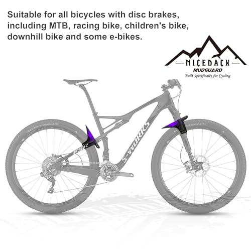 Mountain Bike Fenders, Fits 20-29 Inch MTB, 2-Piece Set - color: A-Purple