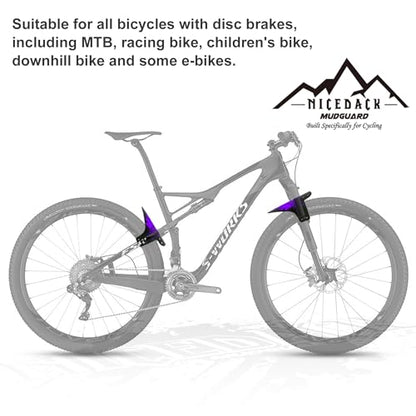 Mountain Bike Fenders, Fits 20-29 Inch MTB, 2-Piece Set - color: A-Purple
