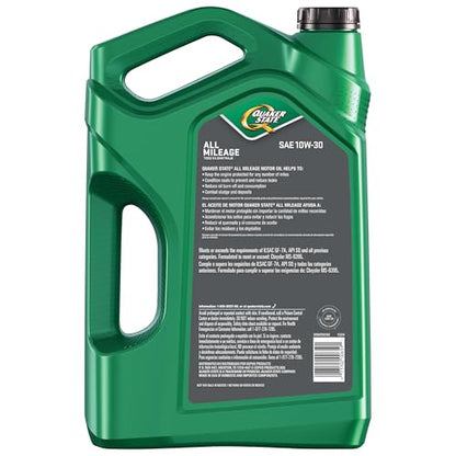 Quaker State All Mileage 10W-30 Motor Oil, 5 Quart
