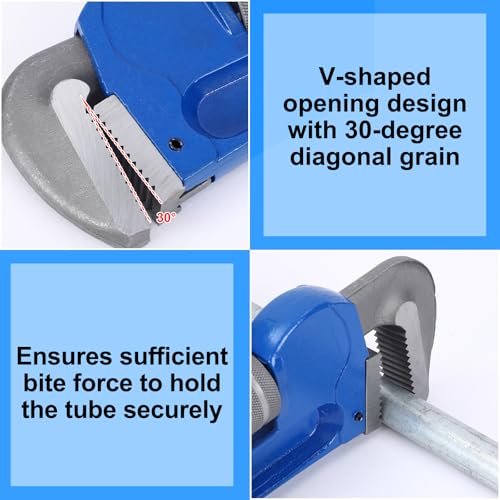 Gisafai 36" Straight Heavy Duty Pipe Wrench Set Plumber Adjustable Water Alloy Steel Grip Plumber's Wrench Plumbing Tools, Blue - size: 36"
