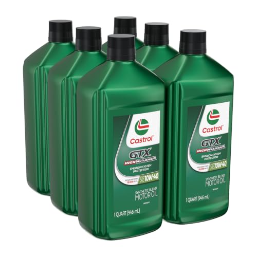 Castrol GTX High Mileage 10W-40 Synthetic Motor Oil, 1 Quart, Pack of 6 - size: 1 Quart, Pack of 6