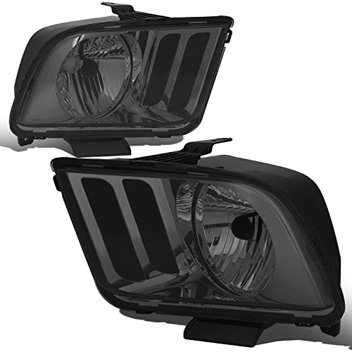 DNA MOTORING Smoke Lens Headlights Replacement Compatible with 05-09 Mustang, Smoke/Clear, HL-OH-FM05-SM-CL1 - color: Smoked clear