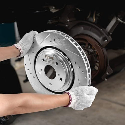 VEVOR Front and Rear Brake Kit Compatible with Toyota Sienna, Highlander, Lexus RX350, RX450h, Drilled and Slotted Brake Rotors Ceramic Brake Pads Replacement, 12.9" Front Rotors 12.2" Rear Rotors - size: S-31511 + S-31544
