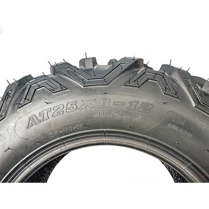 2PCS AT25X8-12 Heavy Duty 6PR ATV/UTV All-Terrain Tubeless Tires – Off-Road, Puncture Resistant, High Load, All Terrain Tires 20mm Tread Depth 25x8x12- for Mud, Sand, Trail, Rock – Tubeless - size: DAV110 25X8-12