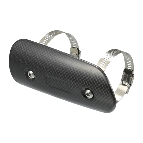 Muffler Heat Guard with Clamp/Exhaust Pipe Head Shield Cover for Motorcycle/Heat Insulation Carbon Fiber 145x62mm / 1 Set Black