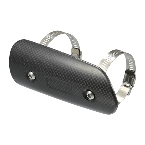 Muffler Heat Guard with Clamp/Exhaust Pipe Head Shield Cover for Motorcycle/Heat Insulation Carbon Fiber 145x62mm / 1 Set Black
